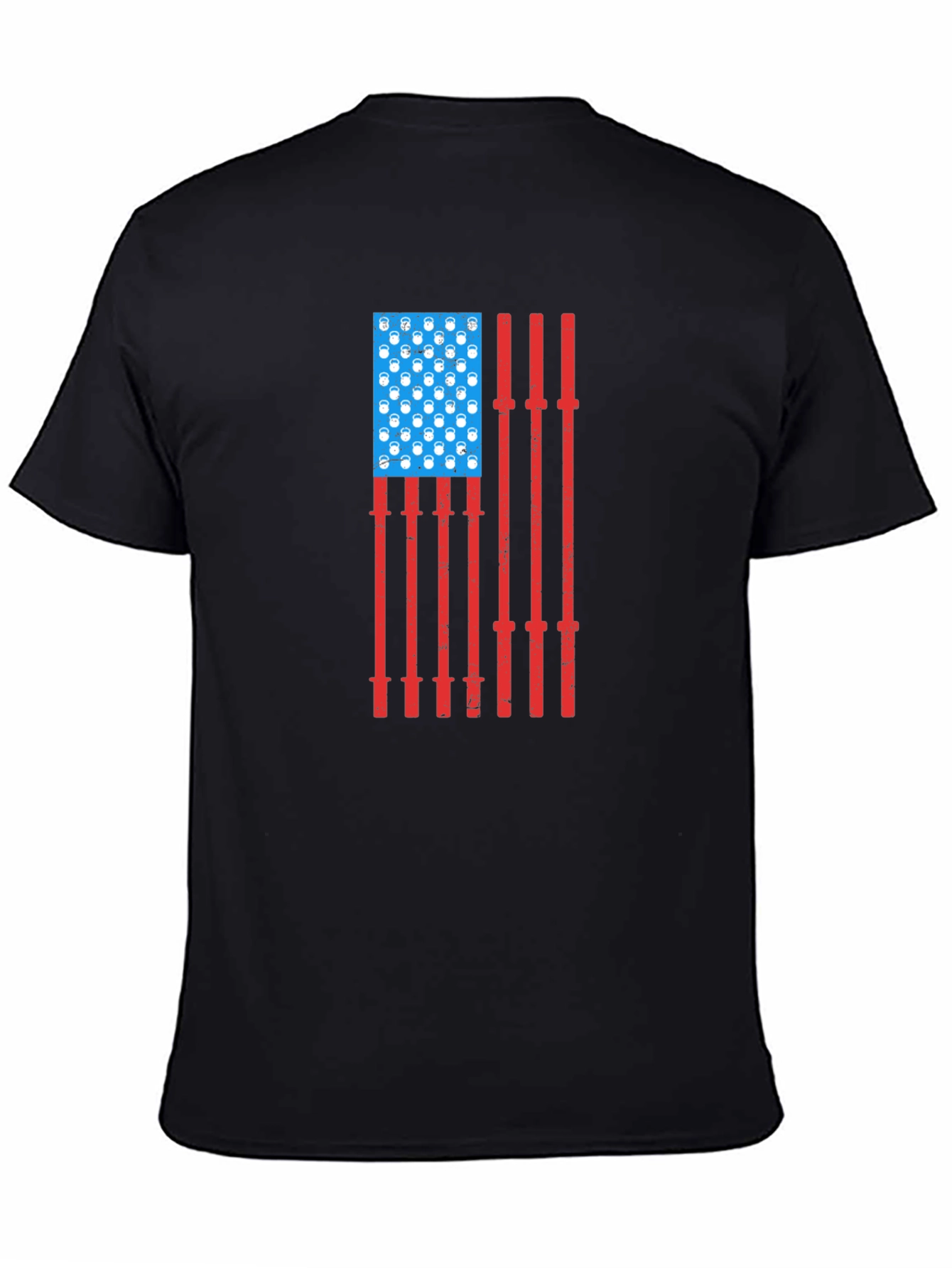 USA Flag Barbell Kettlebell Gym Shirt