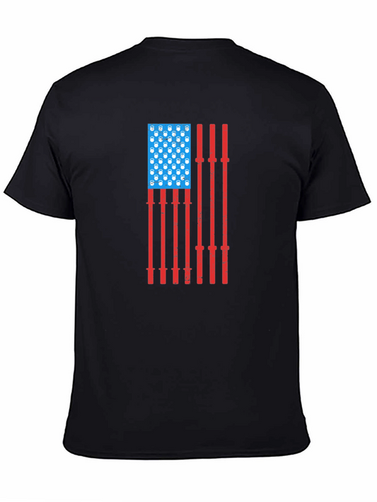 USA Flag Barbell Kettlebell Gym Shirt