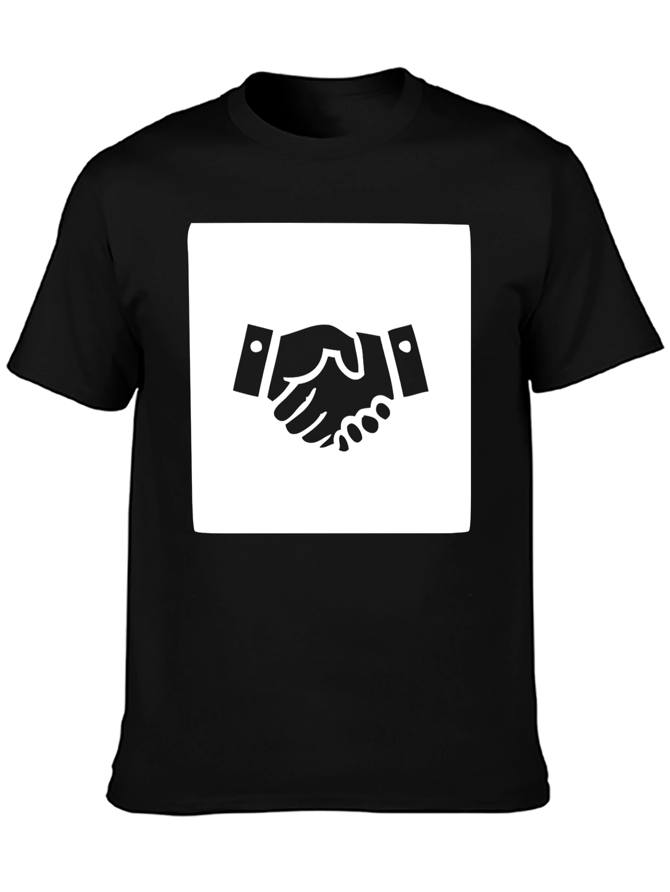 Handshake Graphic Tee - Black Cotton Blend Casual Shirt