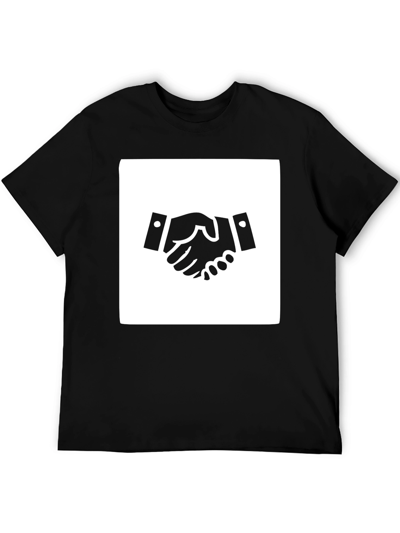 Handshake Graphic Tee - Black Cotton Blend Casual Shirt