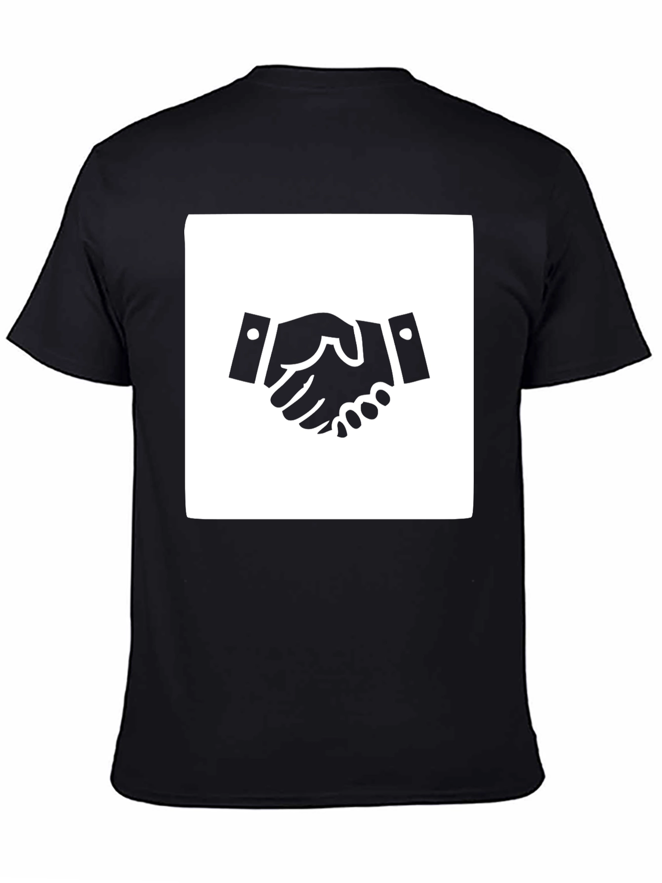 Handshake Graphic Tee - Black Cotton Blend Casual Shirt