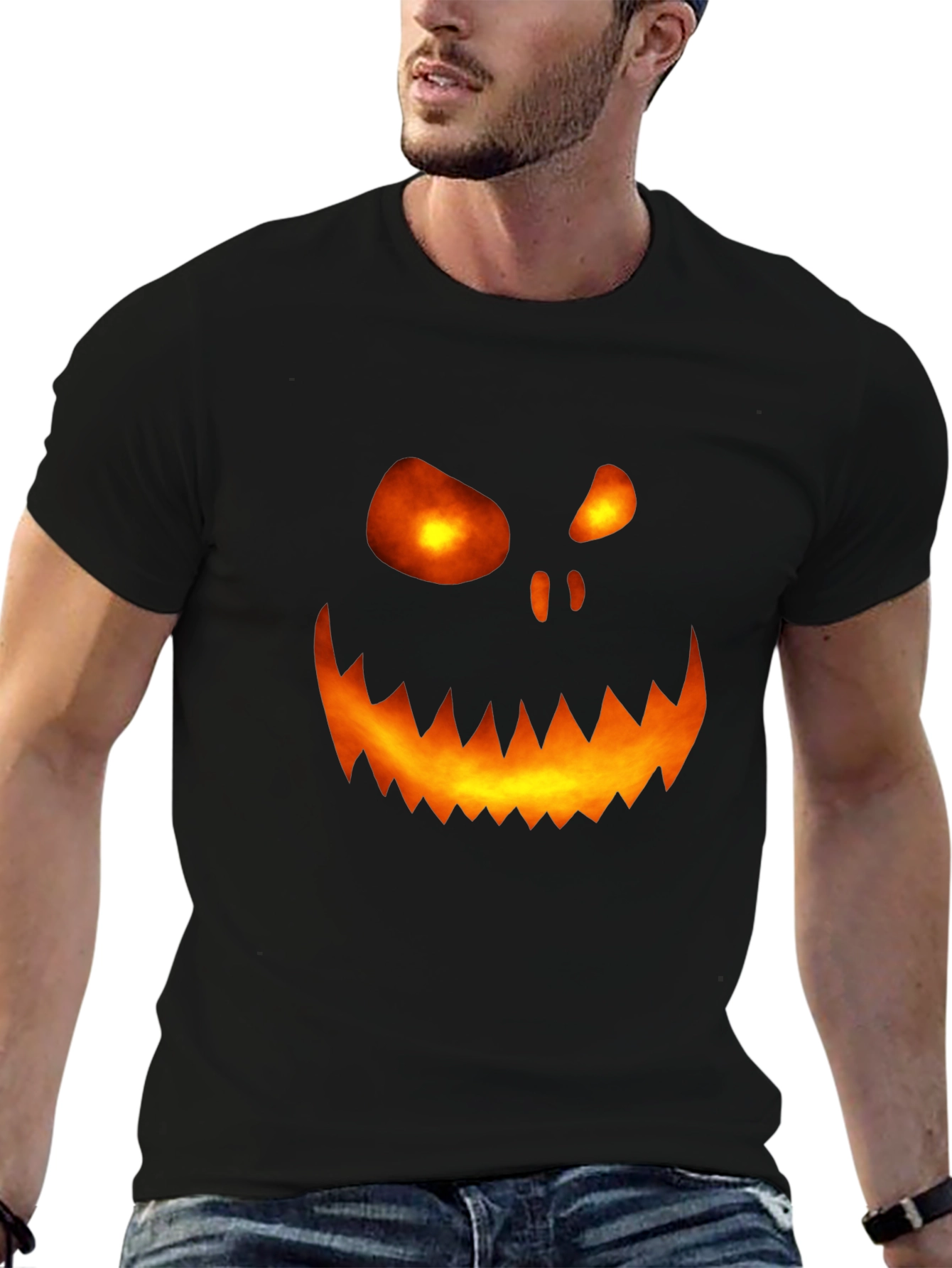 Halloween Pumpkin Face Graphic Tee - Scary Spooky Shirt