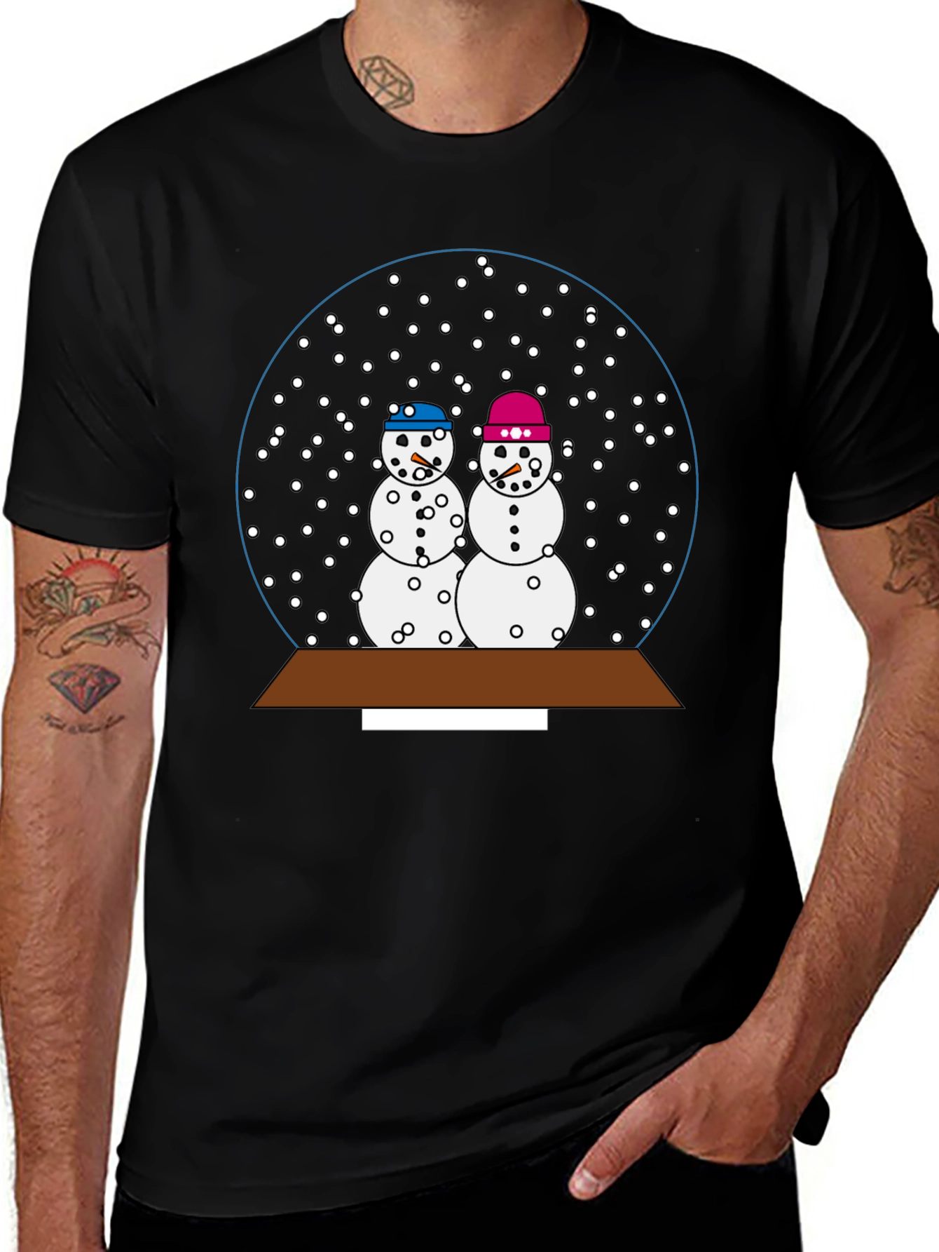 Snow Globe Snowman Couple T-Shirt