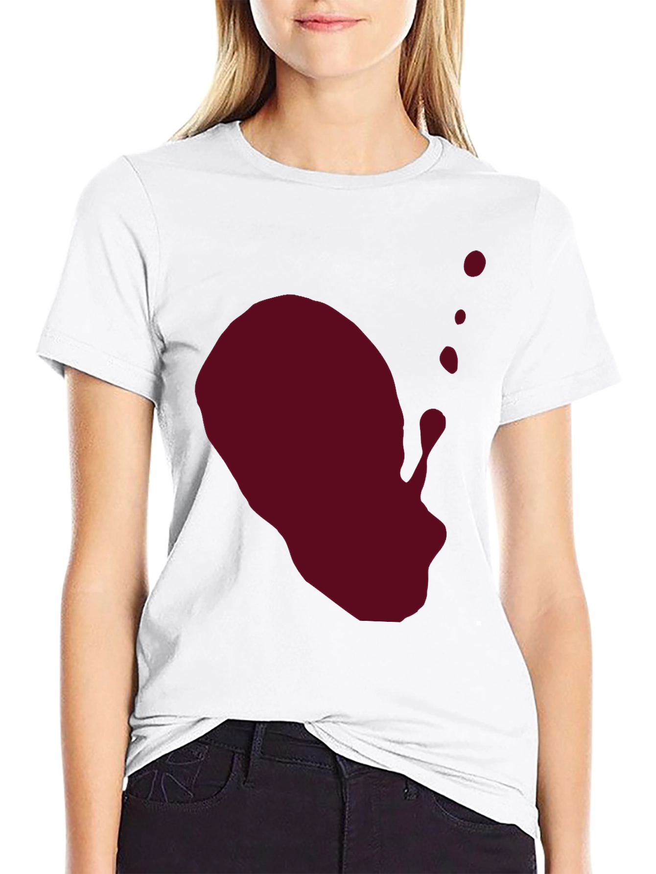 Maroon Splash Graphic Black T-Shirt