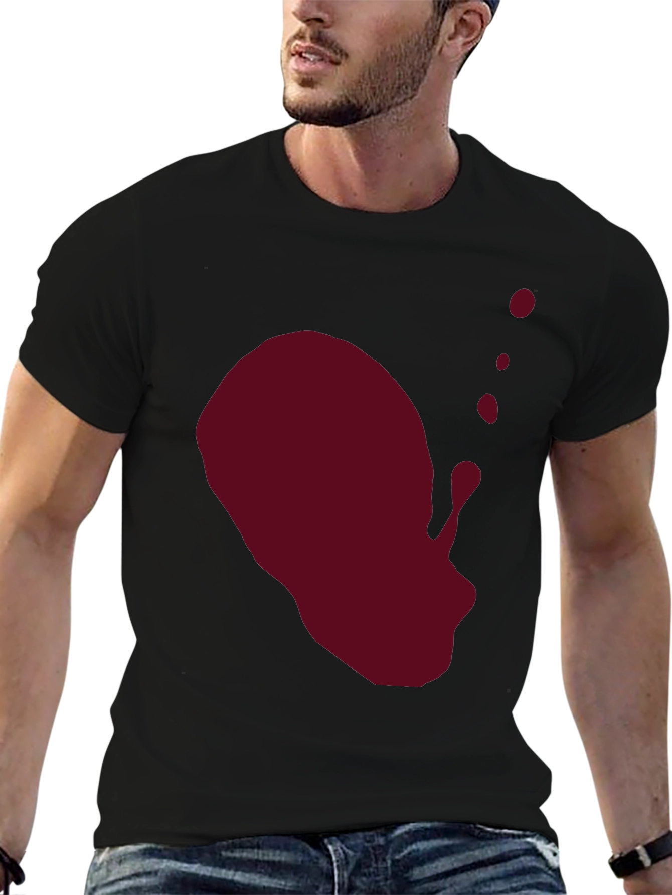 Maroon Splash Graphic Black T-Shirt