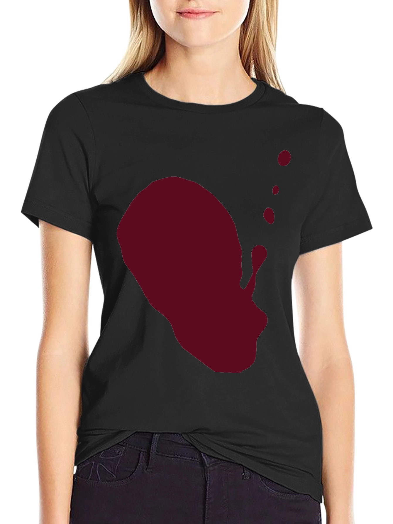 Maroon Splash Graphic Black T-Shirt