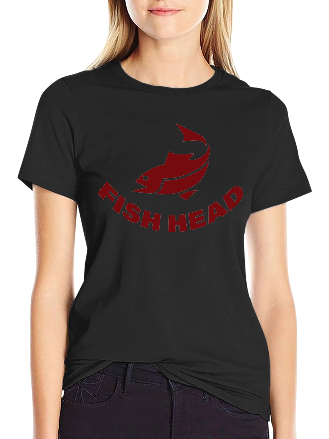 Fish Head Graphic Tee - Black Cotton Blend