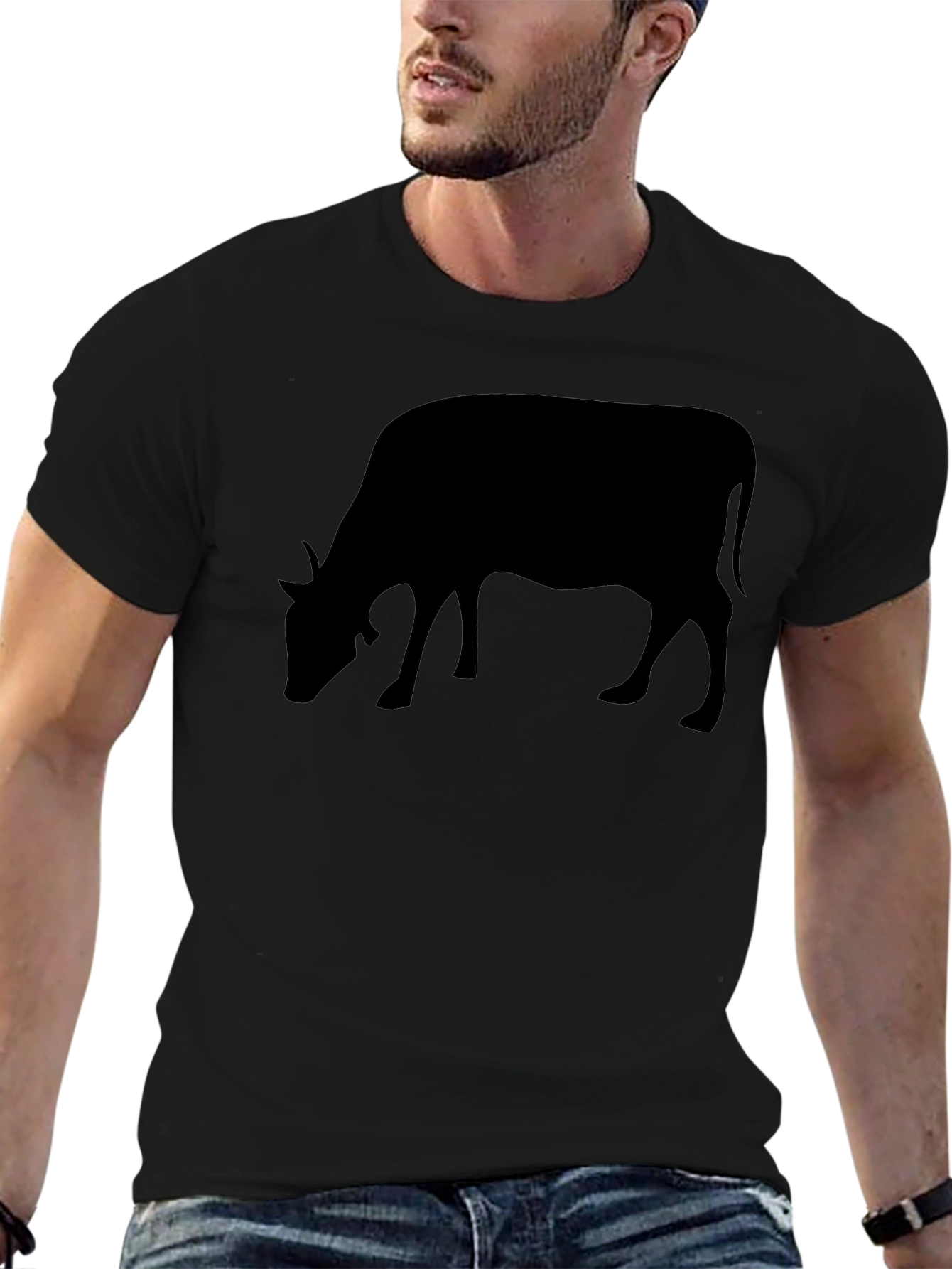 Cow Silhouette Black T-Shirt - Unisex