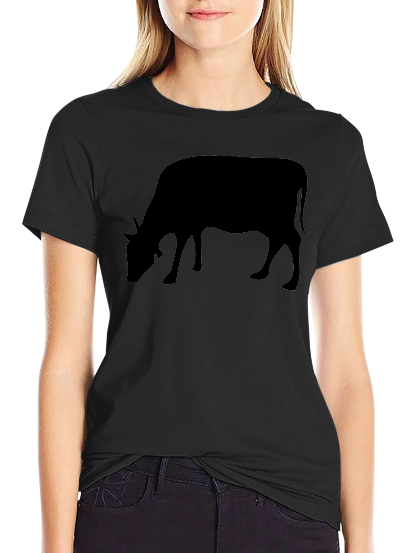 Cow Silhouette Black T-Shirt - Unisex