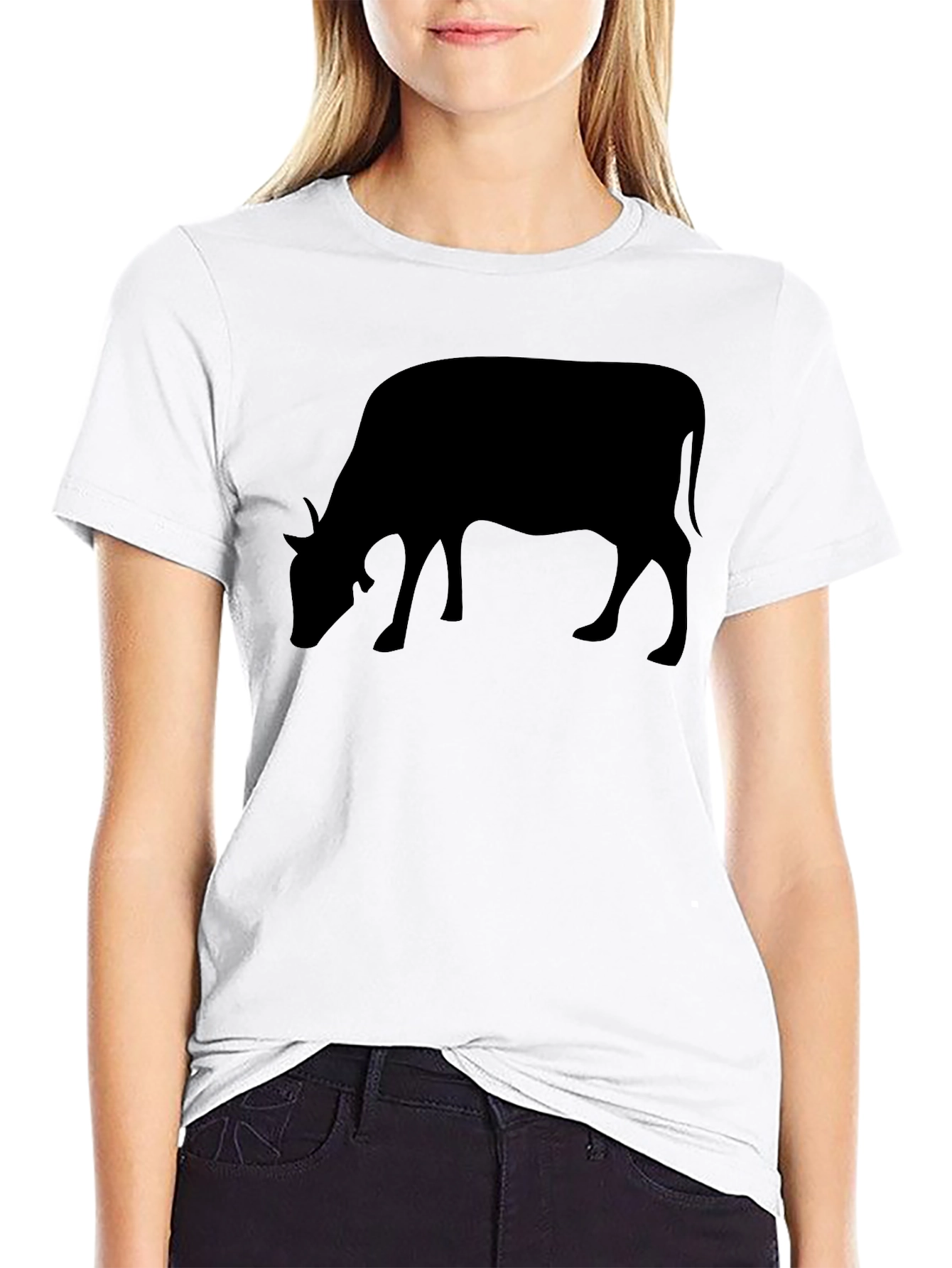 Cow Silhouette Black T-Shirt - Unisex