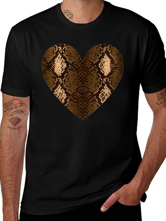 Snake Print Heart T-Shirt - Bold Graphic Tee