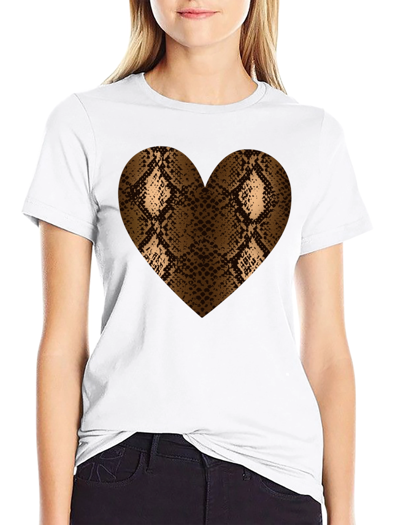 Snake Print Heart T-Shirt - Bold Graphic Tee