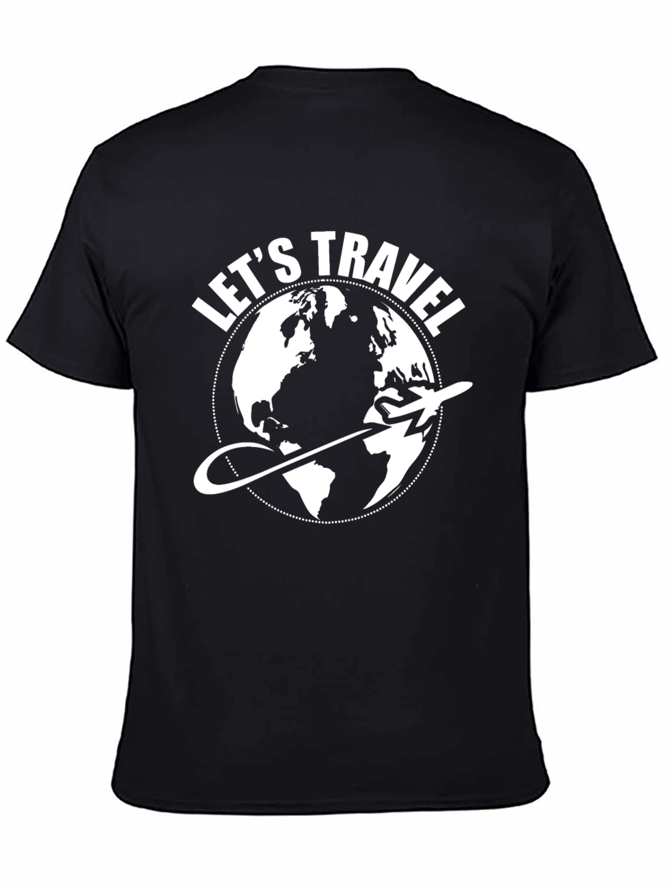 Lets Travel Globe Graphic T-Shirt - Black