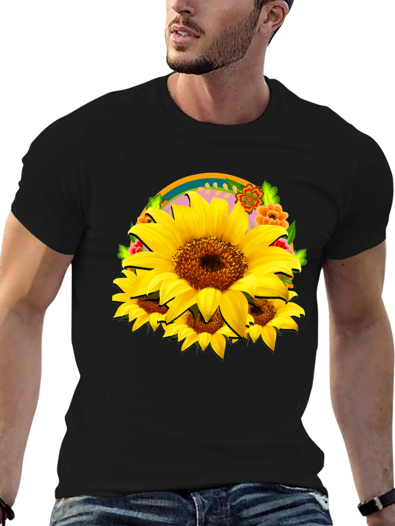 Sunflower Graphic Black T-Shirt