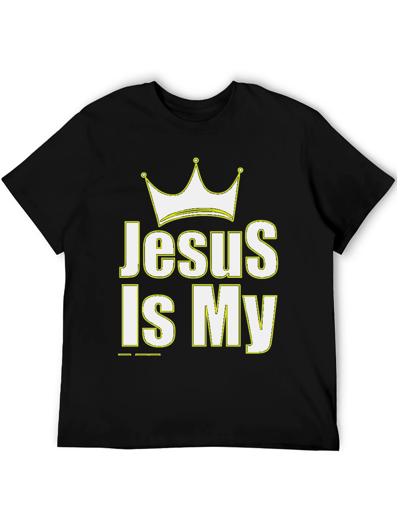 Jesus Is My King Crown Graphic Black T-Shirt