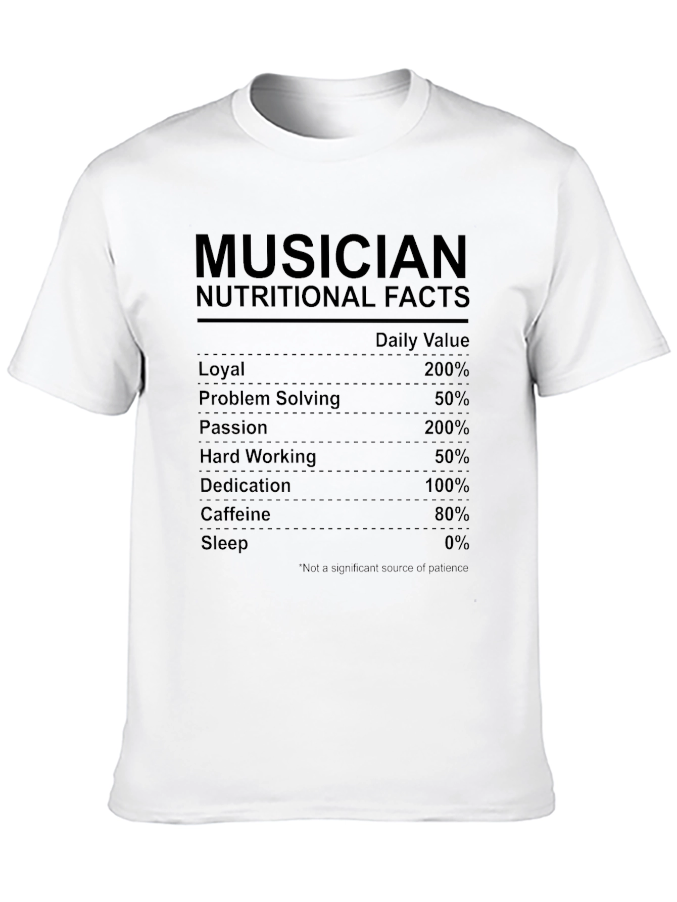 Musician Nutritional Facts Black T-Shirt