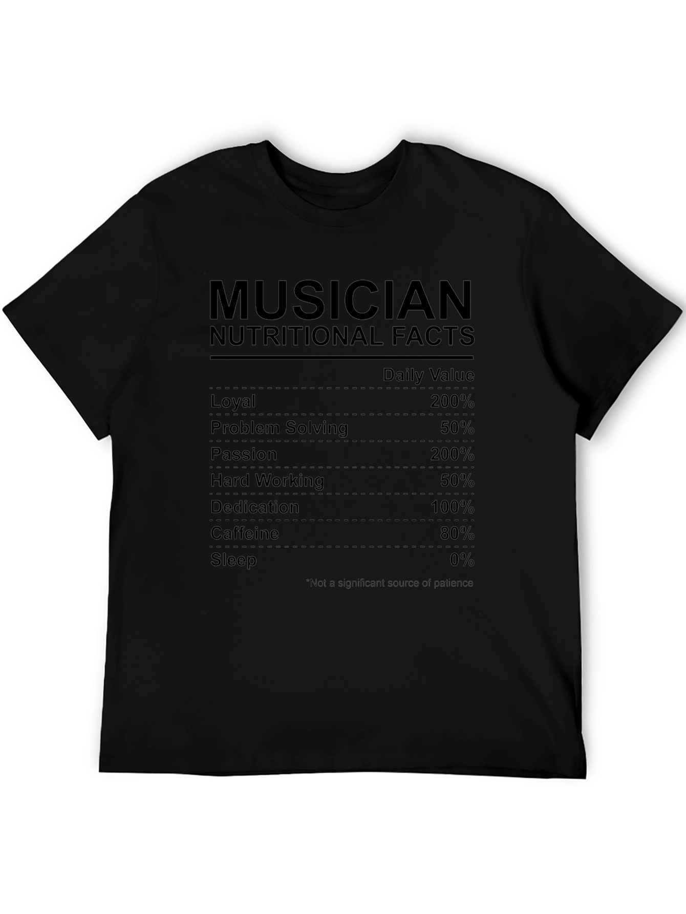 Musician Nutritional Facts Black T-Shirt