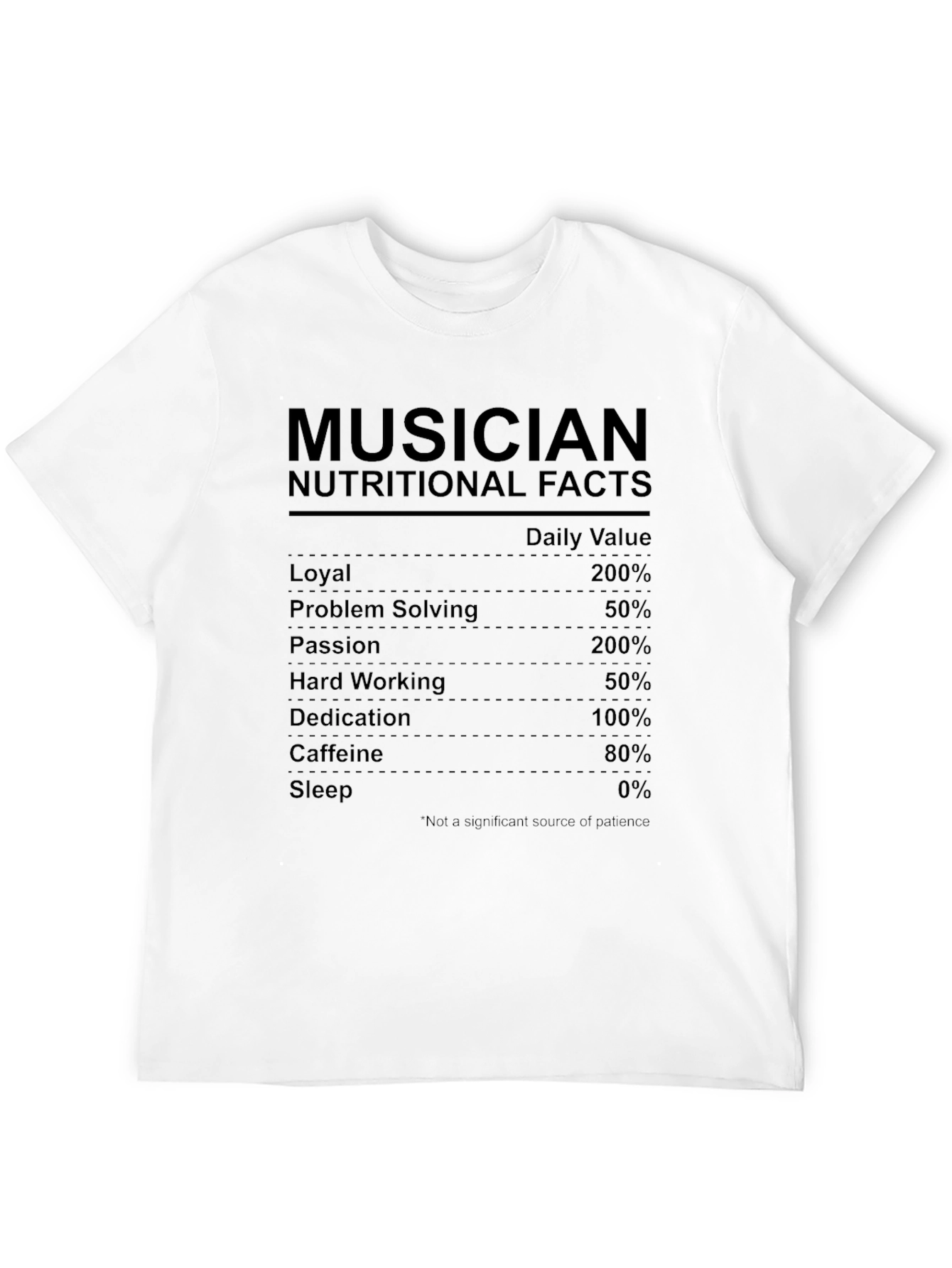Musician Nutritional Facts Black T-Shirt