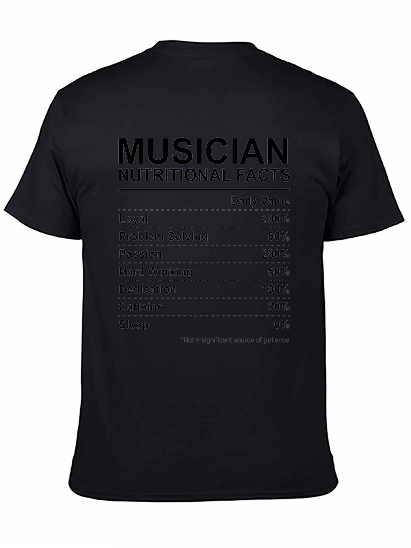 Musician Nutritional Facts Black T-Shirt