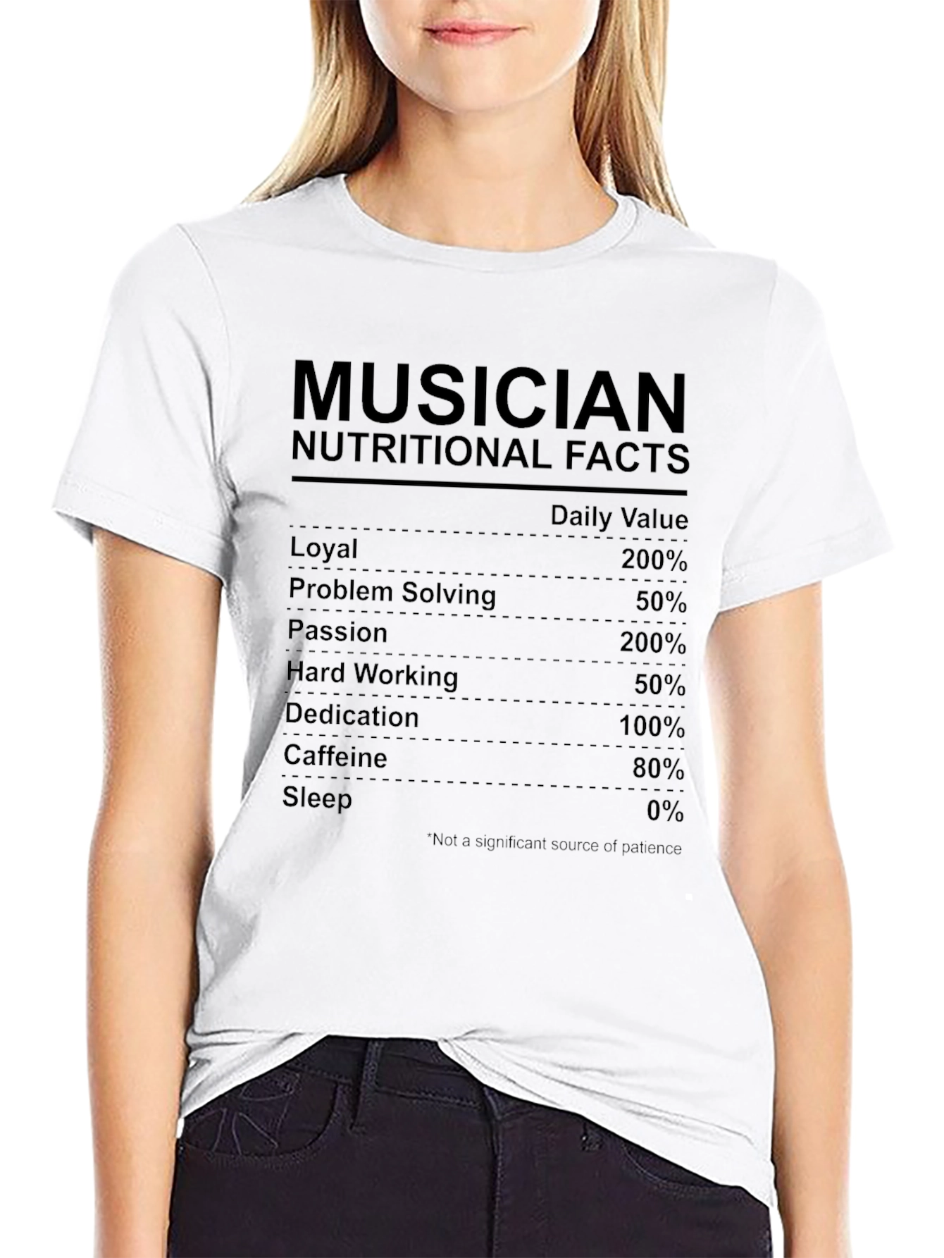 Musician Nutritional Facts Black T-Shirt