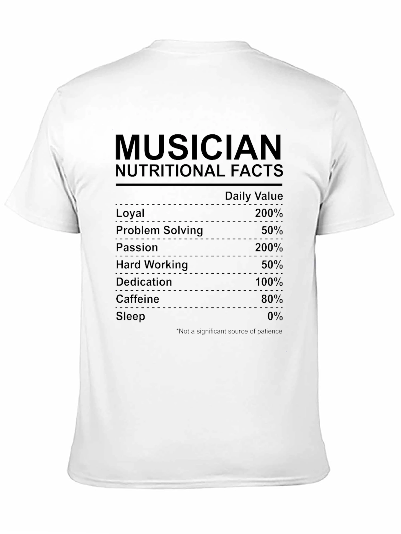 Musician Nutritional Facts Black T-Shirt