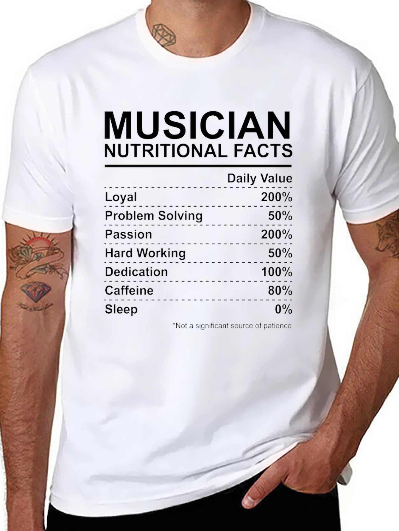 Musician Nutritional Facts Black T-Shirt