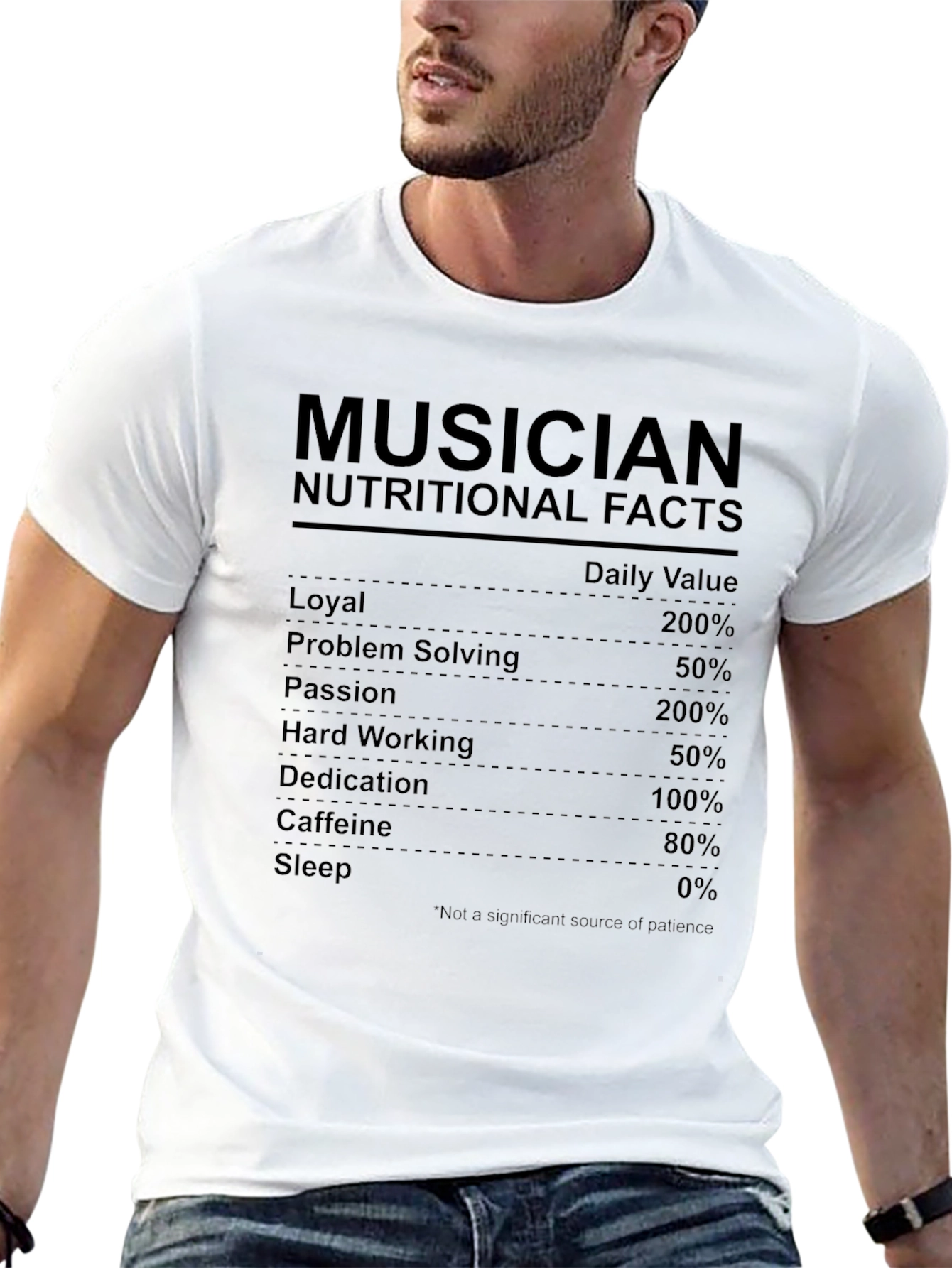 Musician Nutritional Facts Black T-Shirt