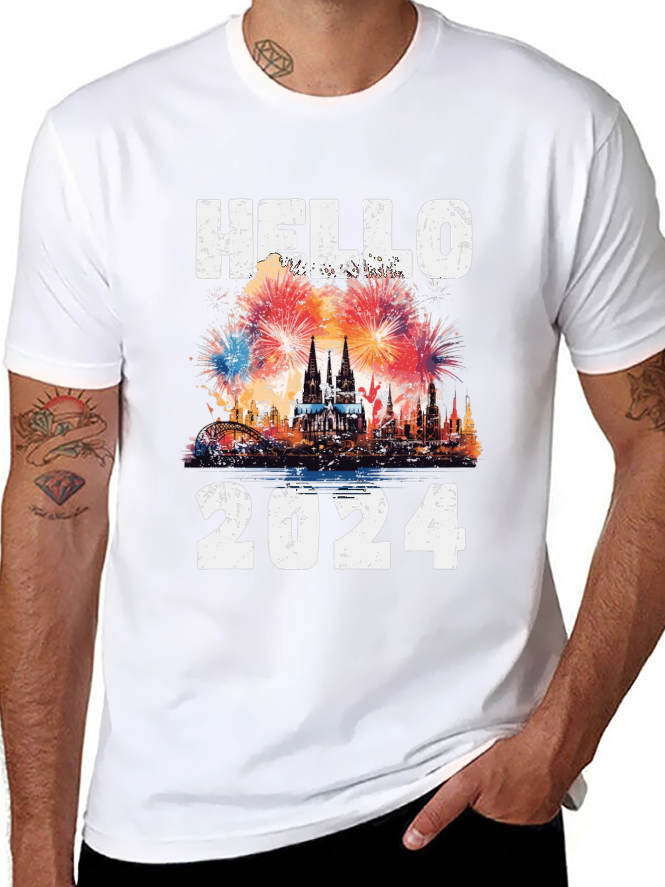 Hello 2024 Fireworks T-Shirt