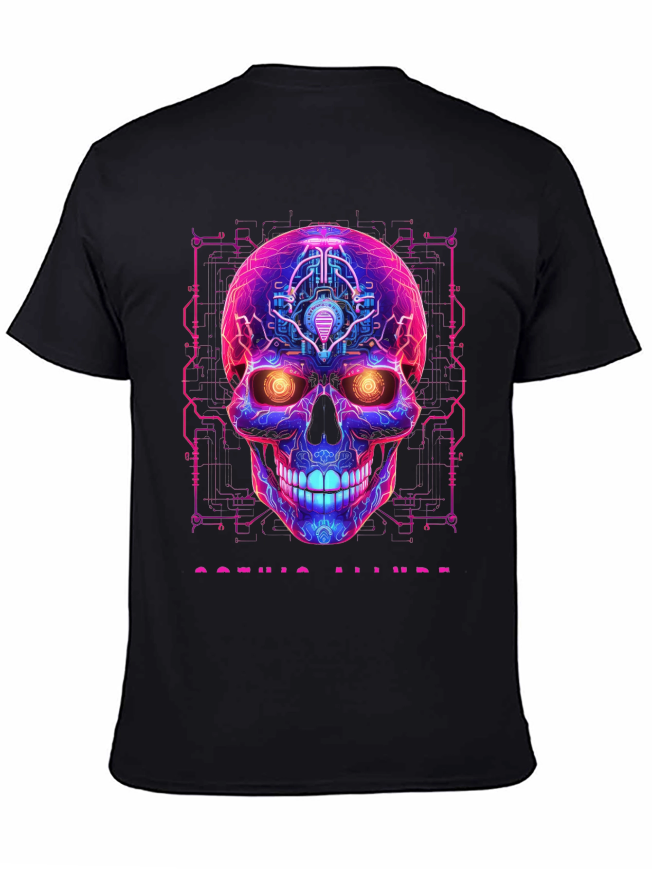 Cyberpunk Skull Graphic Tee - Gothic Allure