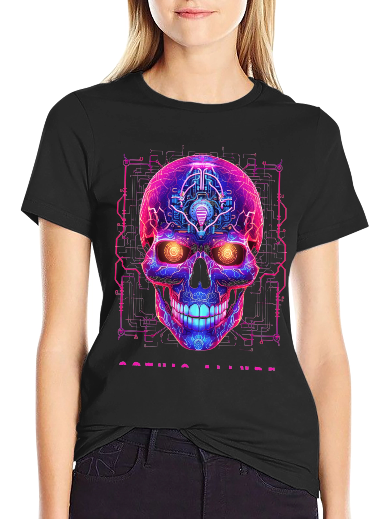 Cyberpunk Skull Graphic Tee - Gothic Allure