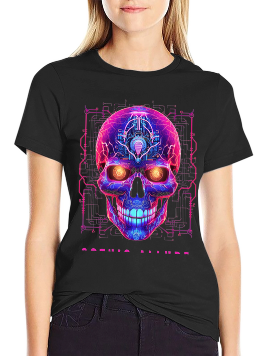 Cyberpunk Skull Graphic Tee - Gothic Allure