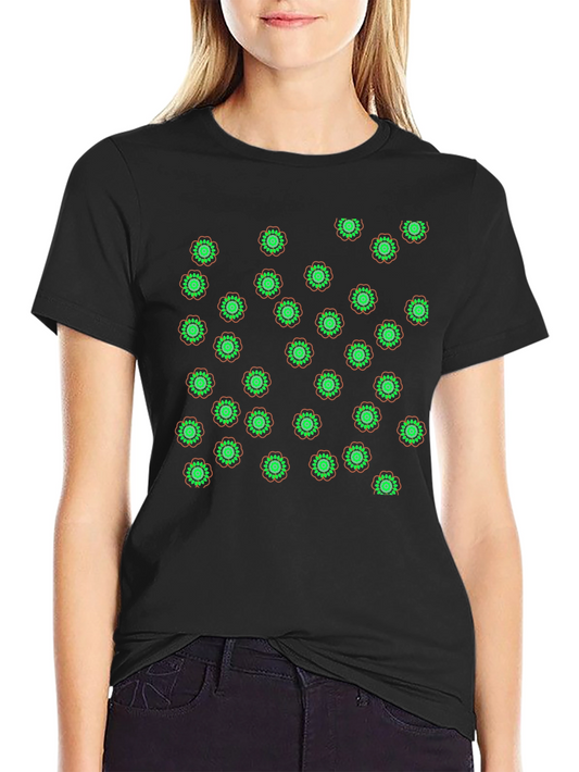 Flower Print Black T-Shirt
