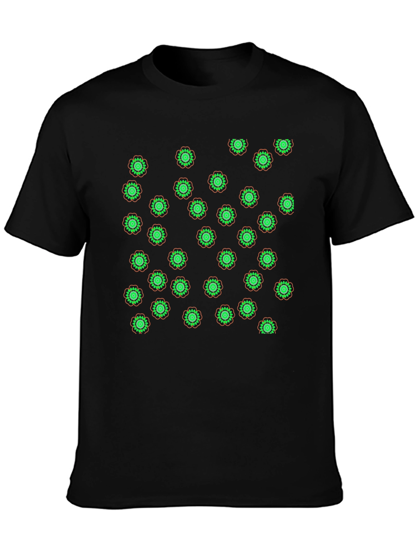 Flower Print Black T-Shirt