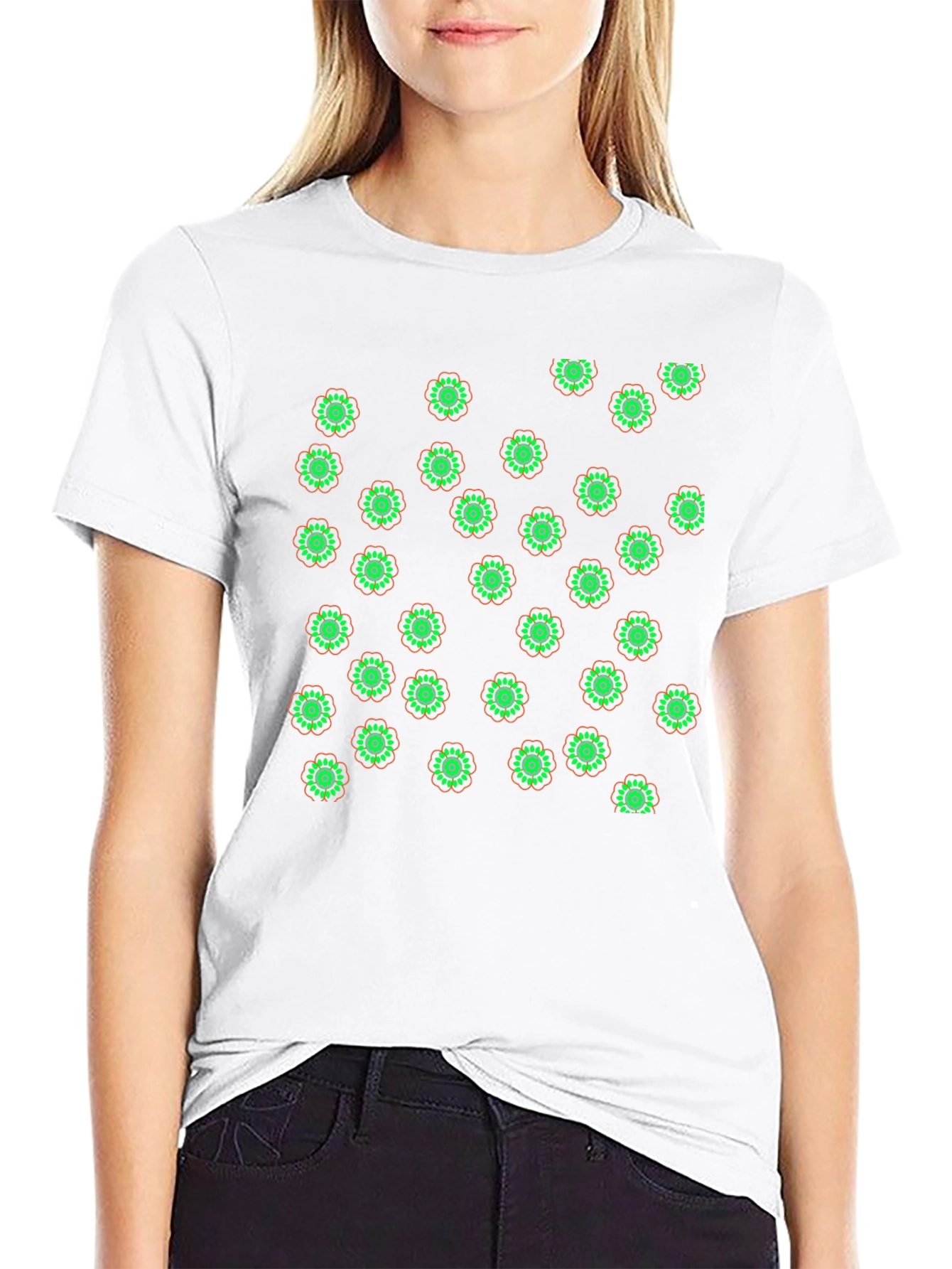 Flower Print Black T-Shirt