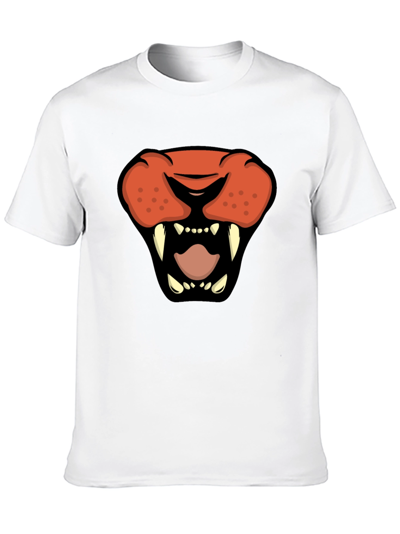 Cartoon Lion Graphic Tee - Black Crew Neck