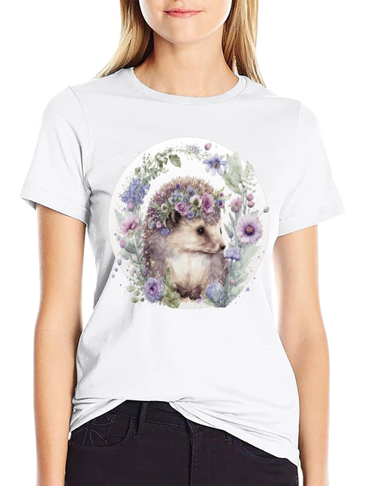 Hedgehog Floral Wreath Graphic Tee