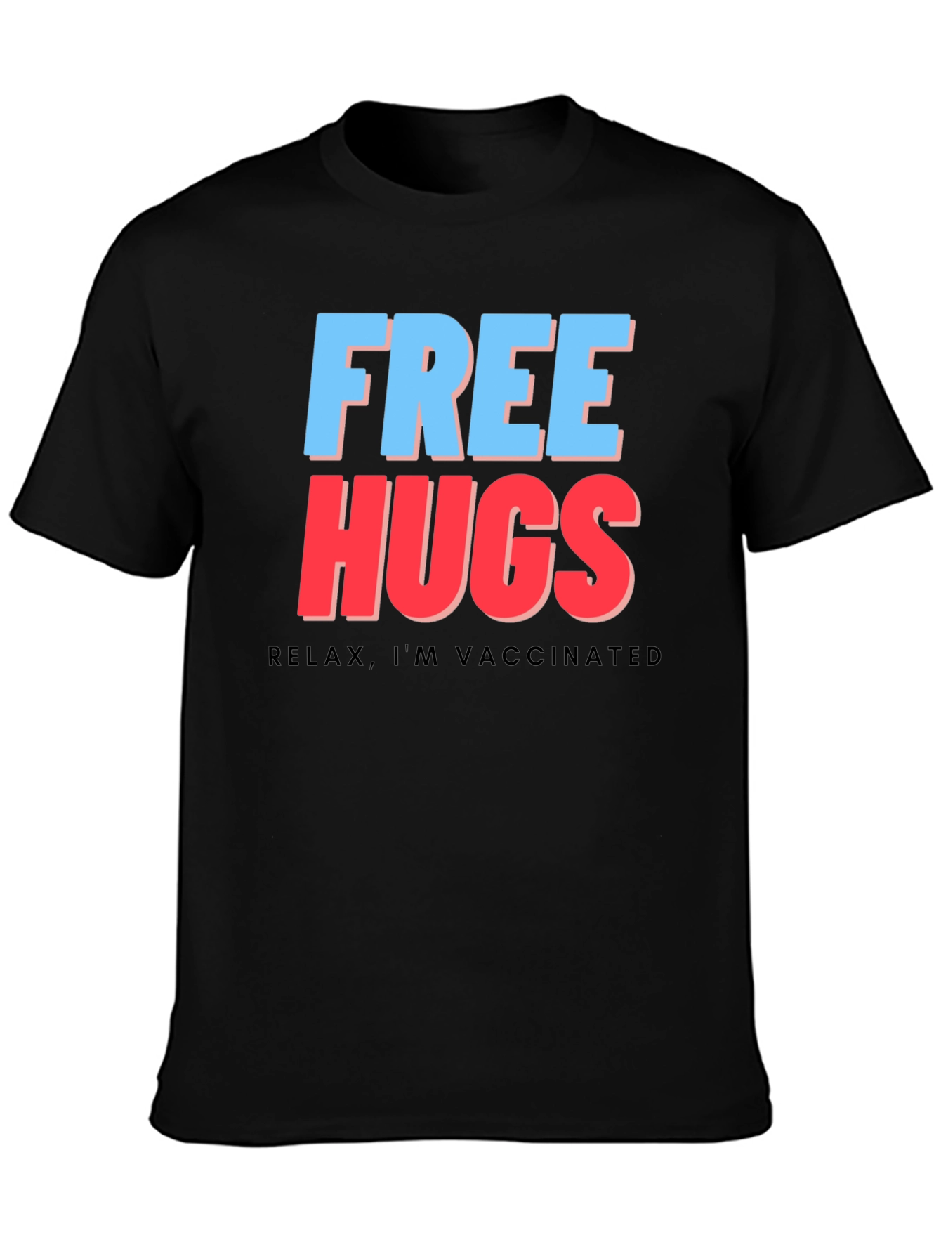 Free Hugs Vaccinated Tee - Black Graphic T-Shirt