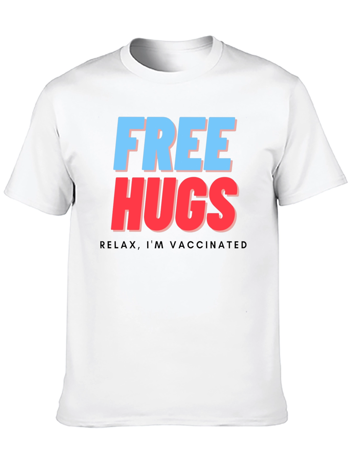 Free Hugs Vaccinated Tee - Black Graphic T-Shirt