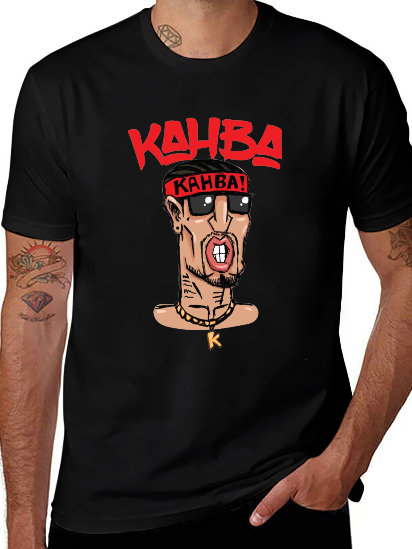 Kahba Cartoon Graphic Black T-Shirt