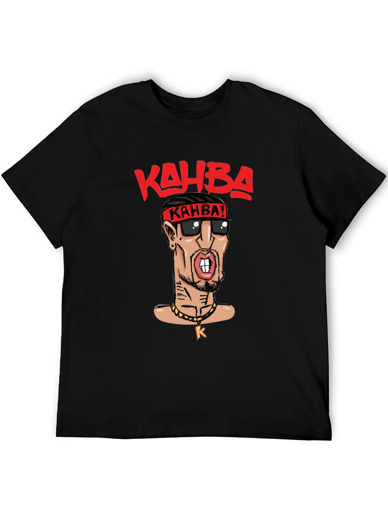 Kahba Cartoon Graphic Black T-Shirt