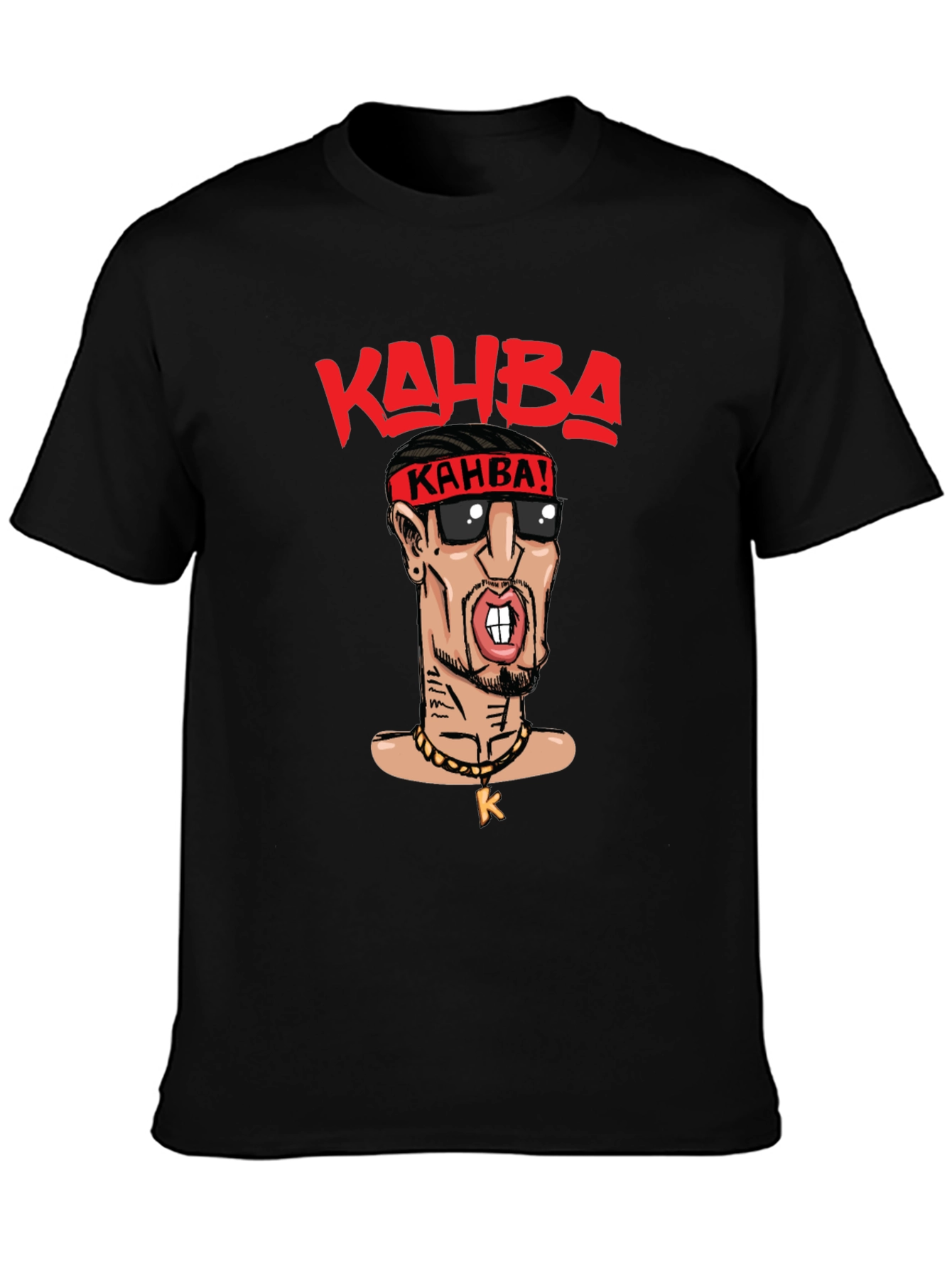 Kahba Cartoon Graphic Black T-Shirt