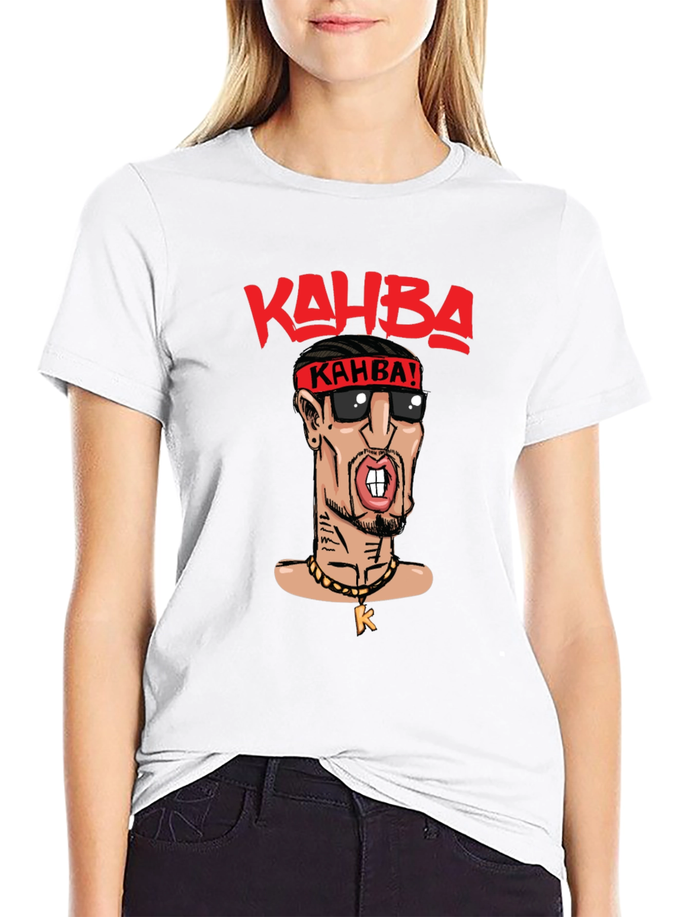 Kahba Cartoon Graphic Black T-Shirt
