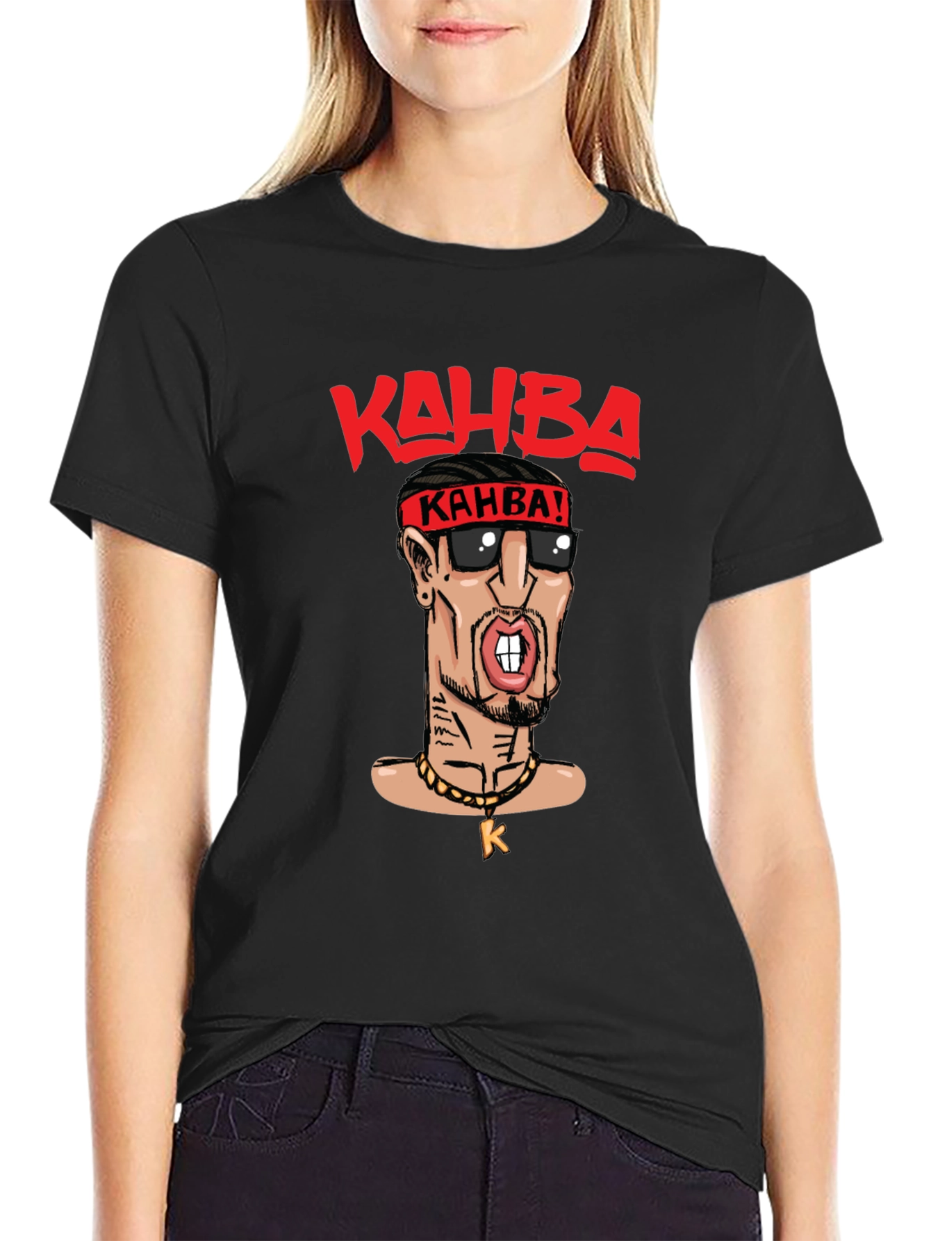Kahba Cartoon Graphic Black T-Shirt