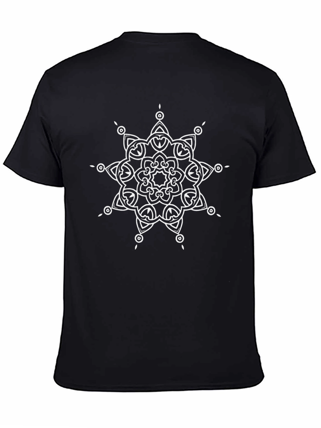 Mens Black T-Shirt with Mandala Design