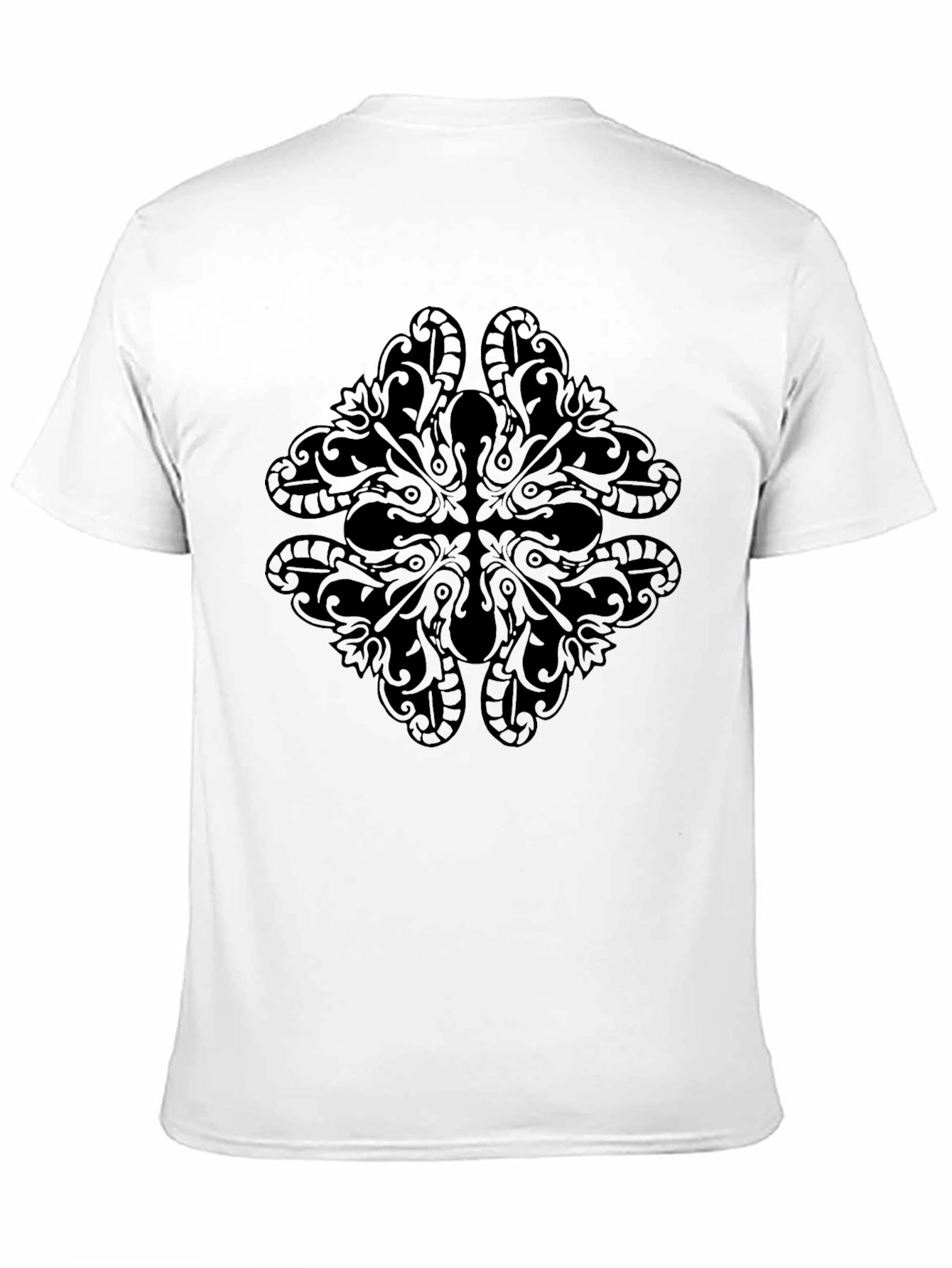 Mens Black Graphic Tee - Ornate Design