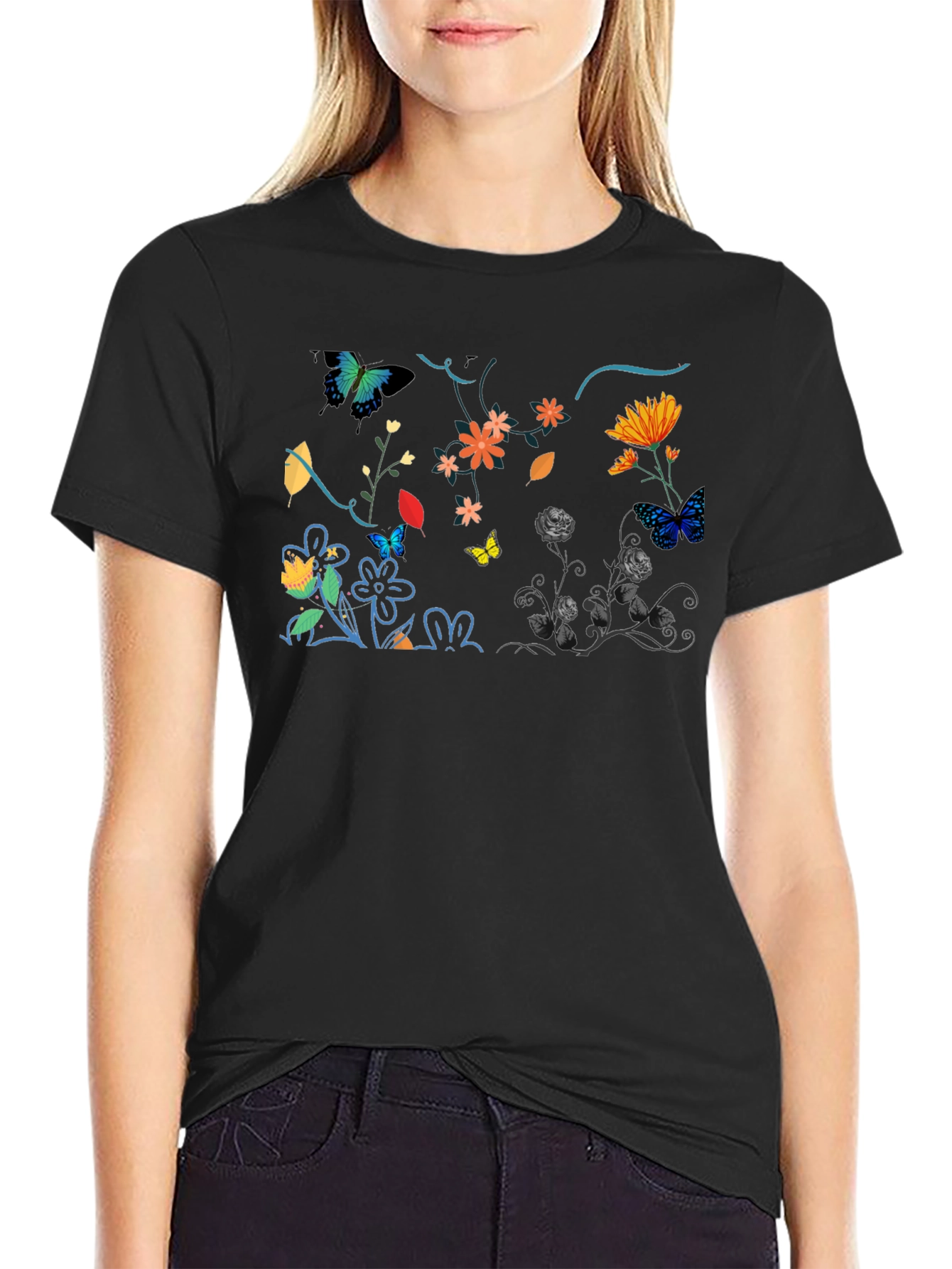 Botanical Butterfly Graphic Print Tee