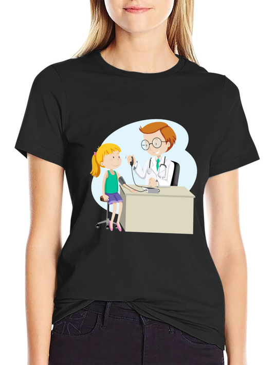 Doctor Visit Graphic Tee - Black Cotton Blend T-Shirt