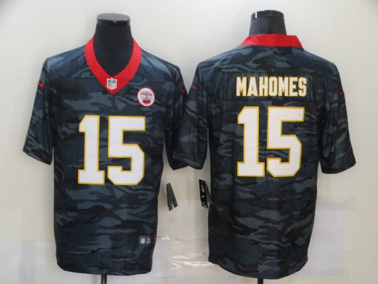Men's Kansas City Chiefs Patrick Mahomes #15 Gray Camouflage Game Jerseys
