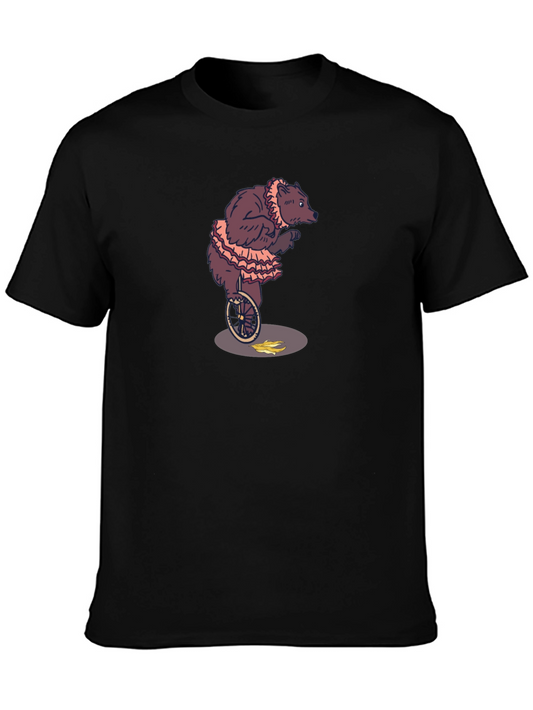 Circus Bear Unicycle Graphic Tee - Black