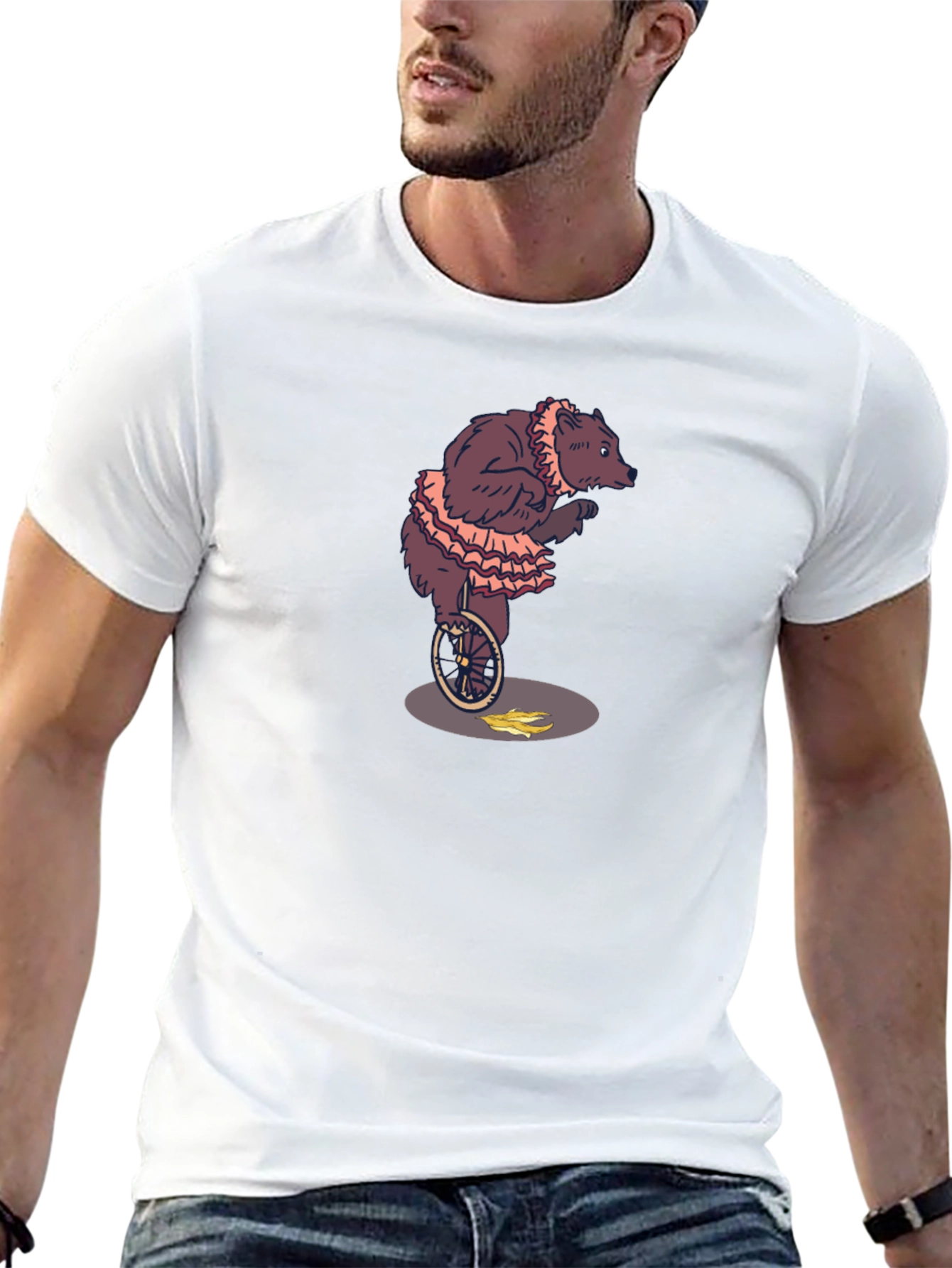 Circus Bear Unicycle Graphic Tee - Black